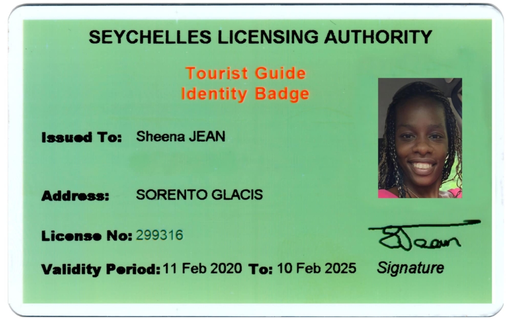 Tourist Guide Identity Badge, Seychelles Tourist Guide Identity Badge, Seychelles