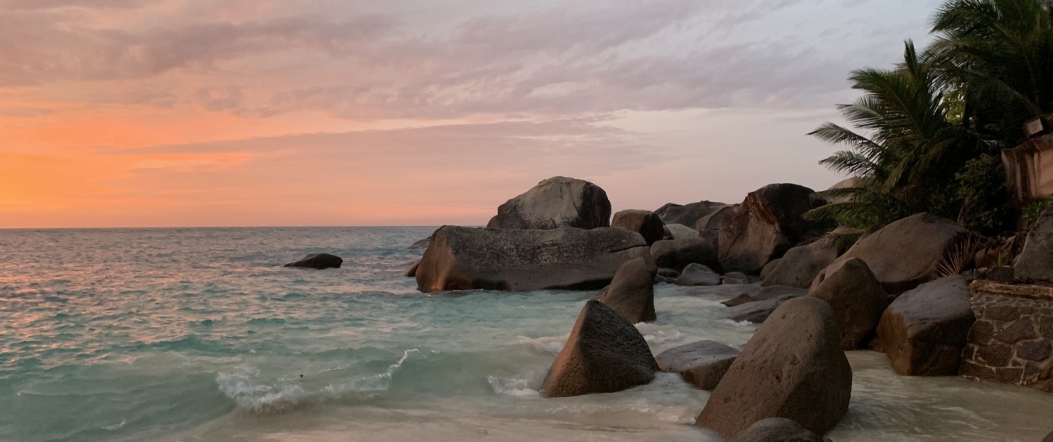 Sunset at Carana Beach on Mahe, Seychelles Sunset at Carana Beach on Mahe, Seychelles