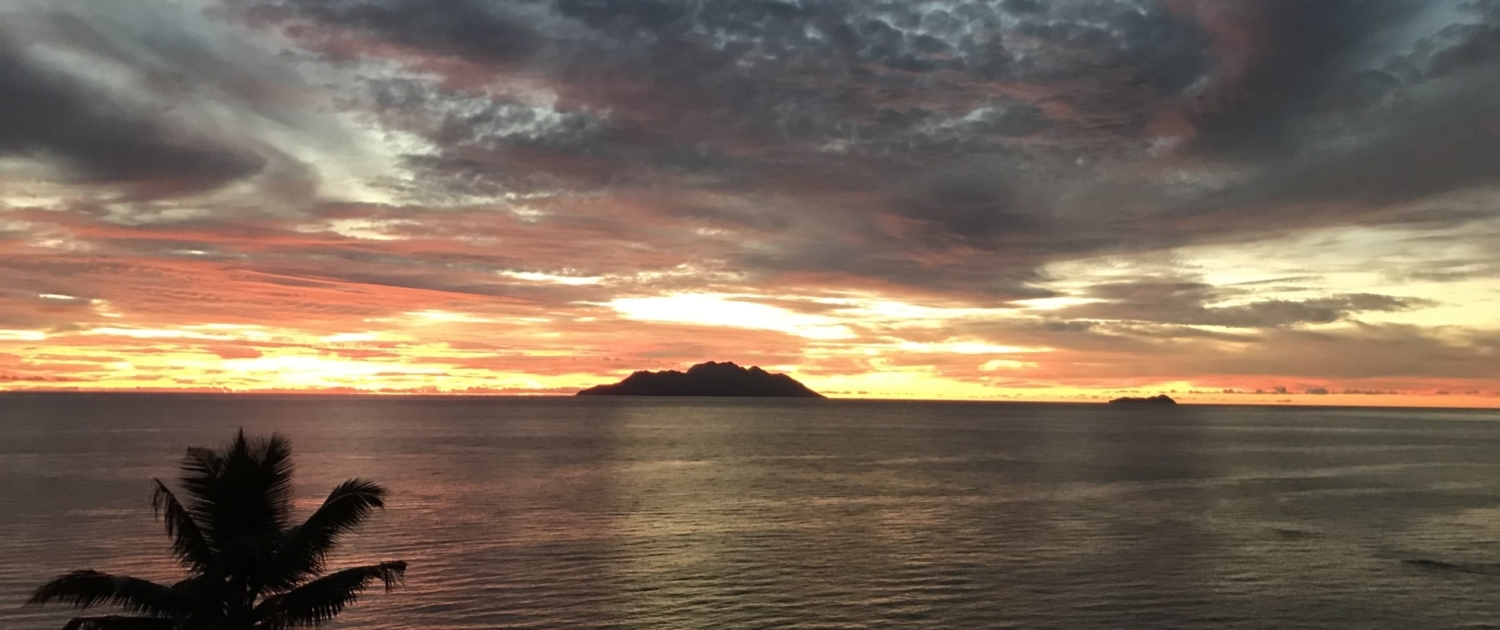 Sunset view of Silhouette and North Island, Seychelles Sunset view of Silhouette and North Island, Seychelles