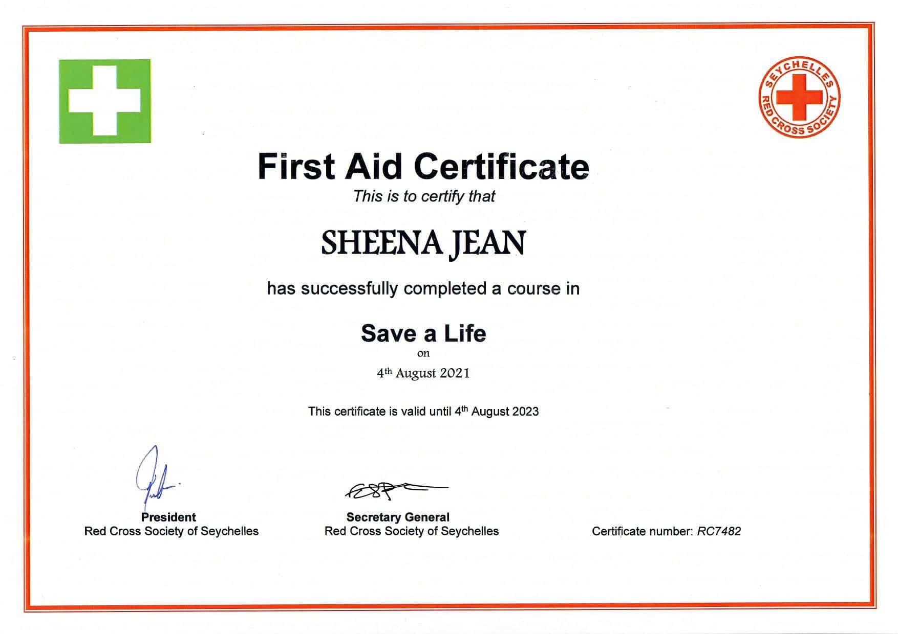 First Aid Sheena 04.08.21